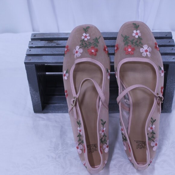 Wild Fable Floral Embroidered Mesh Flats - Picture 2 of 5